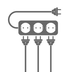 Power extension cord. Vector illustration.