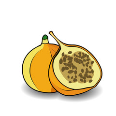 Passionfruit flat icon. Tropical fruit. Vector illustration, eps 10