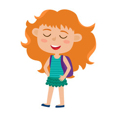 Color vector illustration of pretty stylish red haired girl stan