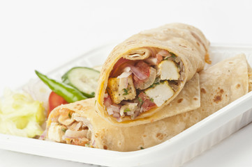 paneer kathi rolls with fresh salad