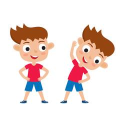 Vector illustration of girl in exercise pose isolated on white b