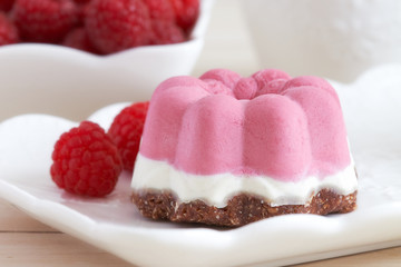 Raw vegan dessert made with raspberries and almonds