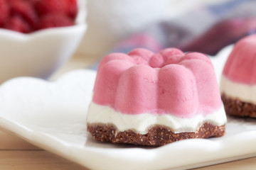 Raw vegan dessert made with raspberries and almonds