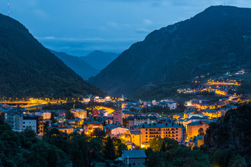 Fototapeta na wymiar Illuminated townscape , Andorra