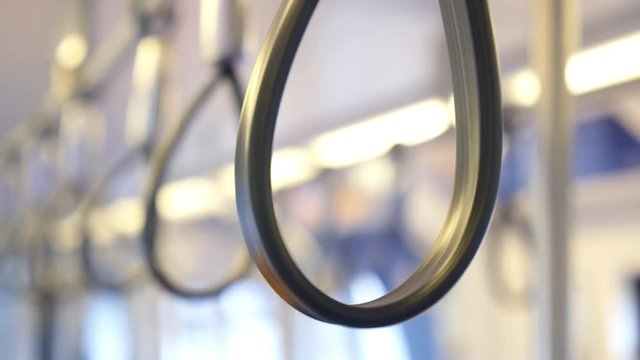 Handles for Standing Passengers Inside a Train Or Bus. HD, 1920x1080. 