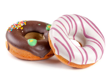 two glazed donut isolated on white background