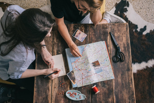 planning trip with map
