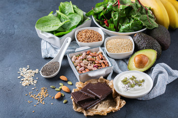 Assortment of healthy high magnesium sources food