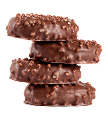 chocolate candy with nuts isolated on white background