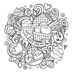 Cartoon hand-drawn doodles Ice Cream illustration