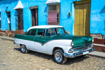 Colorful vintage car on street in Trinidad,Cuba