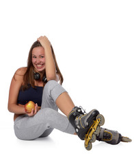 The beautiful girl in rollerskates
