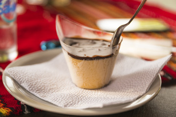 Cake with ice cream on a plate