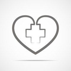 Heart with Medical cross. Vector illustration.