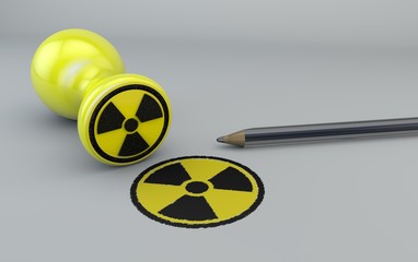 Timbro nucleare, guerra nucleare, siglare accordo antinucleare, penna, bomba atomica