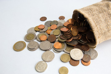 Coin flows from a sack