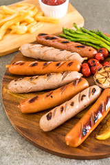 grilled sausage with vegetable