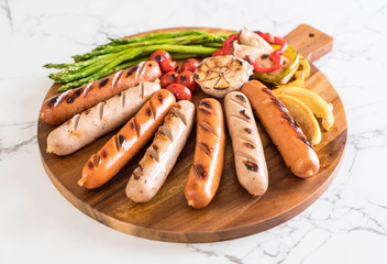 grilled sausage with vegetable