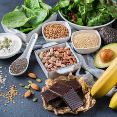 Assortment of healthy high magnesium sources food