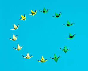 Circle made of folded birds