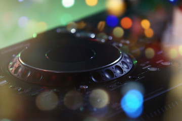 Fototapeta na wymiar Close up view of professional DJ console