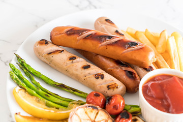 grilled sausage with vegetable