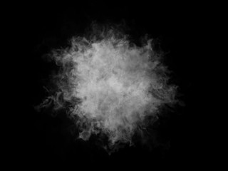 Abstract smoky shape on black background.
