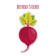 Beetroot sticker made in cartoon flat style. Label for markets