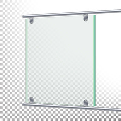 Advertising Glass Board Vector. Banner Mockup Illustration. Empty Glass Screen Banner