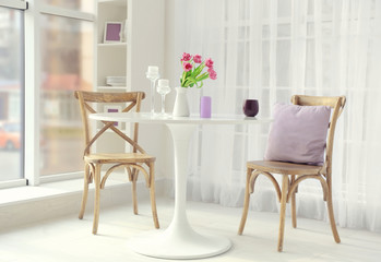 Modern interior with lilac accent