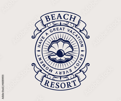 Beach Resort Logo With Shell Stock Image And Royalty Free