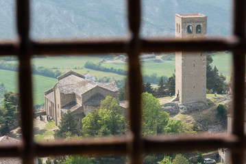 Panorama from Cagliostro fortress. Towards San Marino and Apennines. Rimini