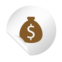 Runder Sticker - Geldsack Dollar braun