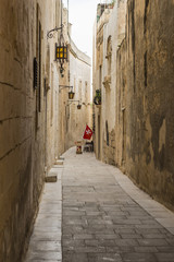 Narrow street of Silent City, Mdina, Malta