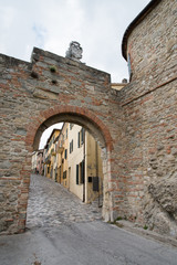 The historic village of San Leo. Between ancient churches and historic buildings. Rimini