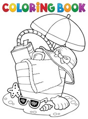Coloring book beach bag and umbrella