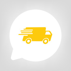 Kreis Sprechblase - Lastwagen Spedition gelb