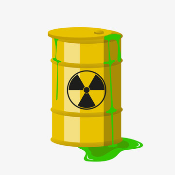 Barrel with toxic waste. Vector.