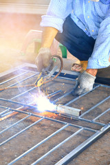 Welder steel working ,  Erecting technical industrial steel