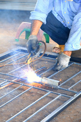 Welder steel working ,  Erecting technical industrial steel