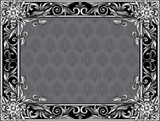 Black and white ornate decorative frame