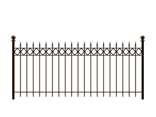 Metal fence. Isolated on white background. 3D rendering illustration.