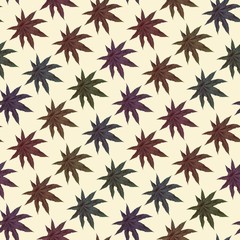 Colorful background with Ricinus communis plant. Seamless pattern.