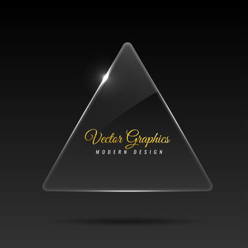 Glass banner. Transparent geometric shapes.