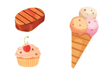 fat food vector icon illustration. cartoon collection