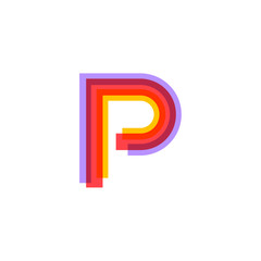 Letter P logo with Colorful three line, real estate, apartment, condo, house, modern, digital, technology logotype