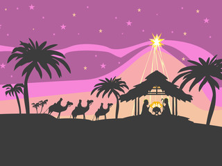 Obraz premium Birth of Jesus in Bethlehem - abstract card
