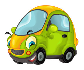 Cartoon sports car smiling and looking - illustration for children