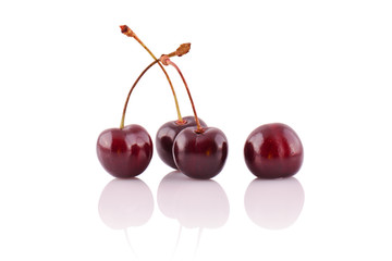 Sweet cherry isolated on white background.