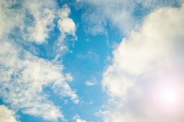 Fantastic soft white clouds against blue sky